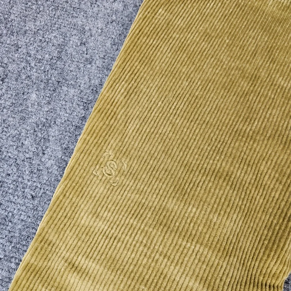 SERENEDE Mens Fitted Corduroy Pants 30 Mustard Yellow Gold Slim Stretch RN166138